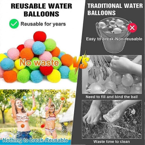 (60pcs,Color2)Reusable Water Sponge Balls, Kiddospace Reusable Water Sponge Balls 2
