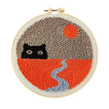 (Abstract Kitten) Punch Stitch Kit, Punch Needle Kit, Punch Needle Kits Adults Beginner