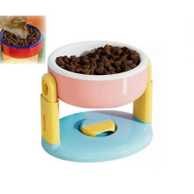 (pink) Liftable Suction Cup Pet Bowl, Adjustable Height Food and Water Dish for Cat Dog