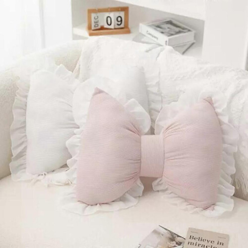 (head pillow)Bow Pillow Cute Bow Shaped Pillows Lumbar Pillow Home Decorative Bowknot Throw 2