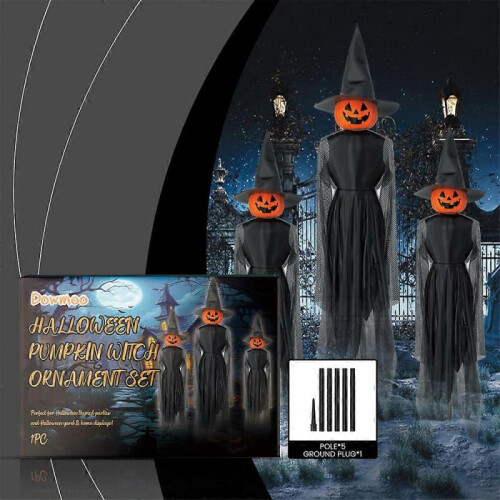 Halloween Pumpkin Witch Ornament Set 1