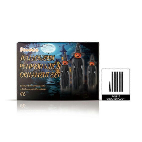 Halloween Pumpkin Witch Ornament Set