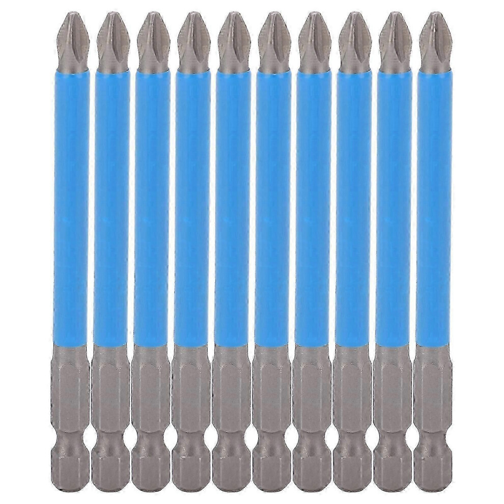 (As Show, One Size) 10Pcs Cross Screwdriver Bits 90Mm Ph2 Nonslip Magnetic Electric Drill Bits Accessory 4631898207354