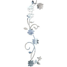 (As show, One size) Mirror wall sticker, elegant mirror setting wall sticker, stick on wall mirror wall decoration, silver