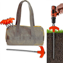 (As show, One size) Hexagonal Luminous Nail Screw In Tent Stakes Ground Anchors Screw In