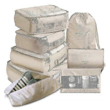 (As show, One size) 8Pcs Travel Storage Bag Set Storage Box Portable Luggage Storage Bag Clothes Shoe Box Storage Bag(Beige)