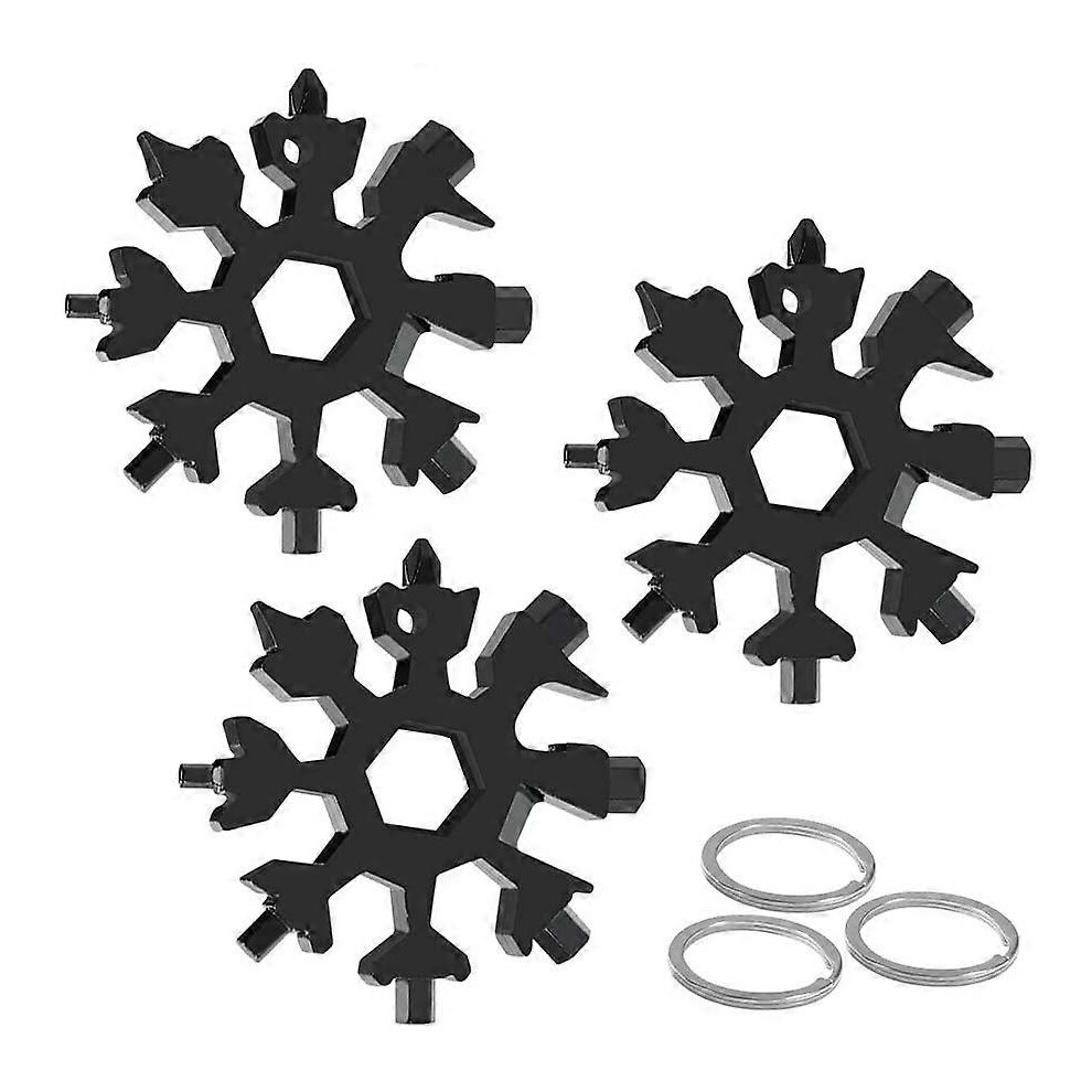 (As Show, One Size) 18 In 1 Snowflake Multi Tool, 3 Piece Stainless Steel Snowflake Wrenches, Wrench Screwdriver Bottle Opener Hex Wrench 4632597892988