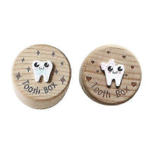 (As show, One size) 3D Carved Tooth Fairy Box-Wooden Tooth Souvenir Box, Suitable for Both Men and Women, Including Tooth Fairy Bag.