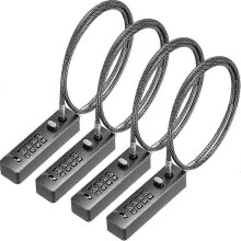 (As show, One size) 4 Pcs 23-3/5 Inch Steel Rope Cable Locks with Combination 4 Digit Resettable Security Lock for Bikes Lockers