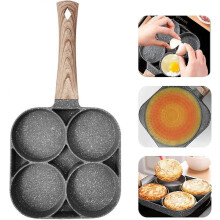 (As show, One size) Frying Pan 4 Hole Burger Egg Omelette Pan Ham PanCake Maker, Griddles Nonstick Egg Pan No Oil Smoke Breakfast Grill
