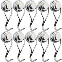 (As show, One size) Newly upgraded rotating magnetic hooks, 60LB (pack of 10) magnetic hooks for fridge, powerful neodymium magnet hooks