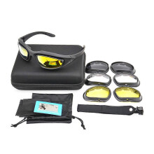 (As show, One size) Polarized UV400 Tactical Goggles C5 Shooting Glasses 4 Lens Kit Outdoor Sports Glasses