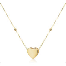 (As show, One size) Hypoallergenic gold heart pendant necklace, 18K gold plated satellite chain, exquisite jewellery gift for female teenage girls.