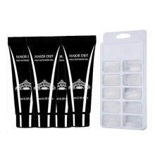 (ST124-3, One size) Nail Glue Nail Extension + 48Pcs Quick Building Mold Tips Gel Builder Set Quick Dry Nail Art Tools