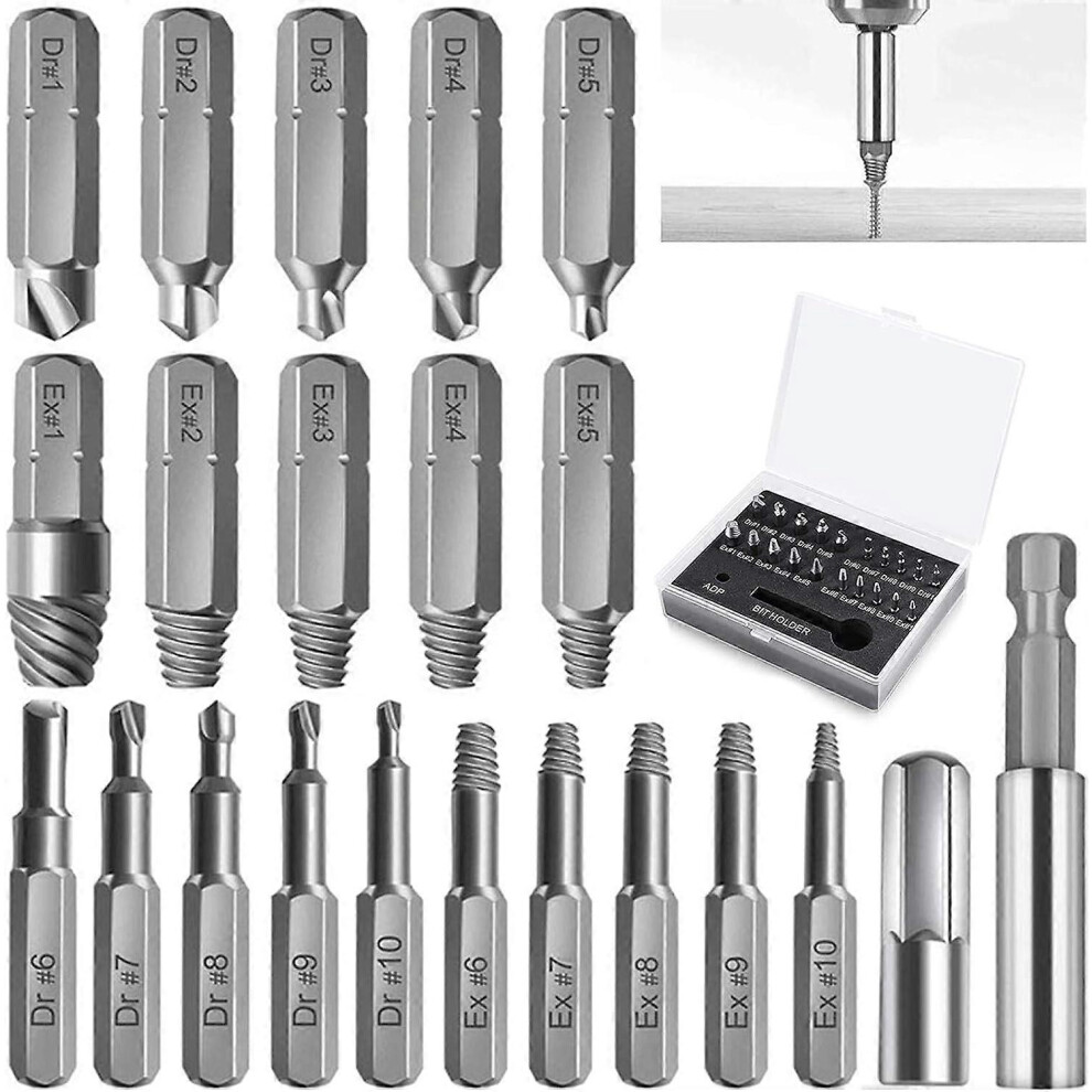(As Show, One Size) 22 Damaged Screw Extractors, Individually Polished And Extracted Drills Screw Extractors For Damaged Bolts Or Screws 4633265423947