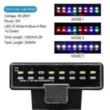 (three-color light EU plug, One size) LED Fish Tank Light Mini Ultra-thin Clip-on Aquarium Lighting High Brightness Clip-on Light for Water Plants Energy Efficient