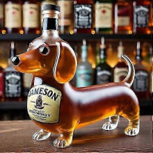 (D) Dachshund Dog Whiskey Bottle, Fun Dachshund Whiskey Bottle, Glass Dachshunds Statue Wine Bottles, for Bar, Home