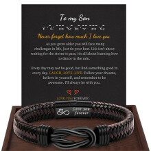 (To my son) New Knot Bracelet Gifts for Men Stainless Steel Bracelets Love You Forever