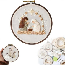 (H) Christmas Embroidery Kit, DIY Handmade Embroidery Starter Kits with Stamped Embroidery Pattern, for Adults Beginners Starter