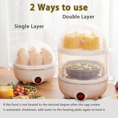 (As show, One size) 2 Layers Rapid Egg Cooker, Egg Cooker for Hard Boiled Eggs, 14 Egg Capacity 2