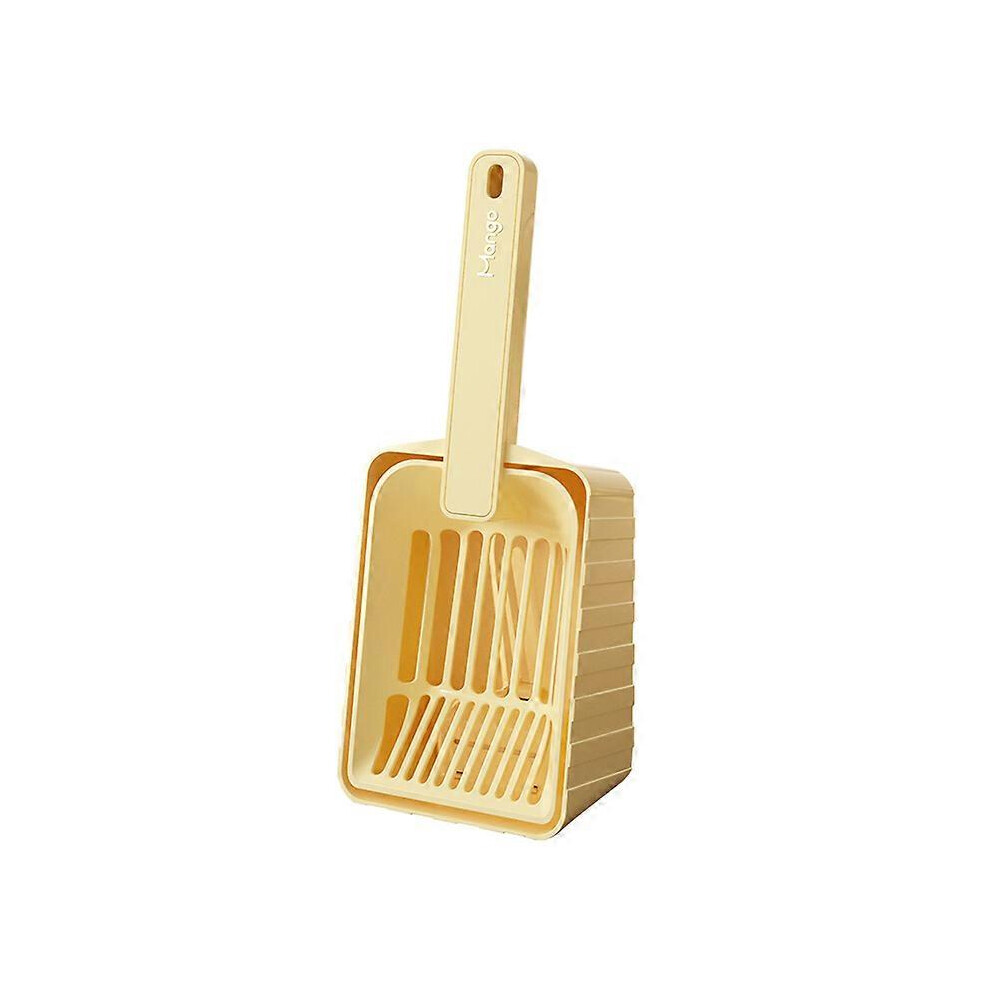 (As Show, One Size) All In One Cat Litter Scoop Quality With Poop Bag Holder Cat Litter Shovel Multi Function Portable Integrated For Pet Cleaning Yellow