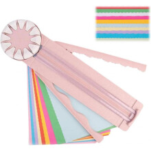(Pink) Paper Craft Edge Cutter, 12-in-1 Rotary Paper Cutter, Paper Cutter for Crafts, Multifunctional Cutting Machine Paper with Wave Lines for Crafts