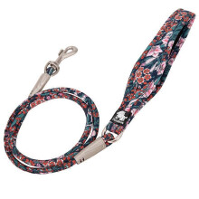(M-180cm, Red) Soft Rope Dogs Leash Floral Leash for Dogs Cats Soft Padded Handle Cotton Fabric Zinc-alloy Hook Safe Outdoor Training
