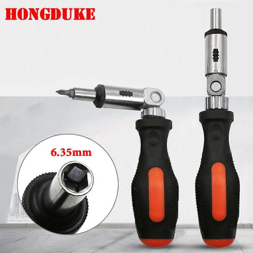(As show, One size) Multi-function Ratchet Screw Batch Reverse Forward 6.35mm Internal Hexagonal Interface Screwdriver Bit Holder Hand Tools 1
