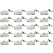 (As show, One size) 20 Pcs Cat6/6A RJ45 Pass Through Modular Plugs, Shielded (STP) External Ground Connector,EZ Crimp