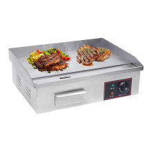 (As show, One size) 1.6KW 22' Commercial Electric Countertop Griddle Stainless Steel BBQ Flat Top Grill, Adjustable Thermostatic Control