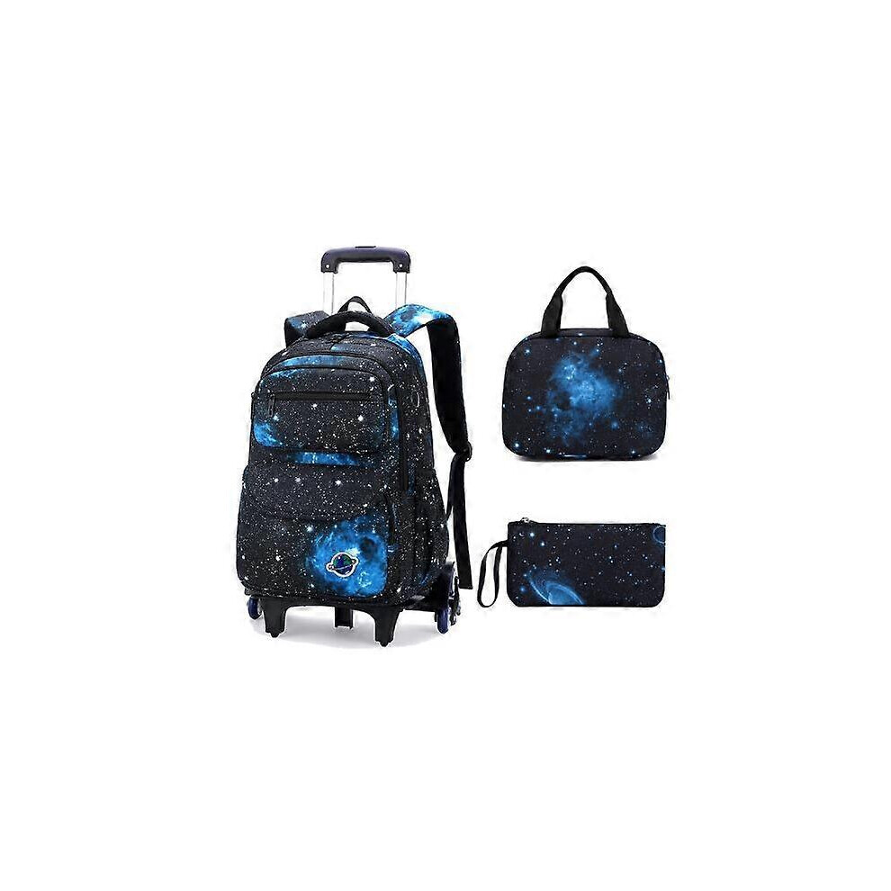 (6 wheels, One size) School bag on wheels lunch bag  school wheeled backpack for boys school trolley luggage bag Children  School Rolling backpack