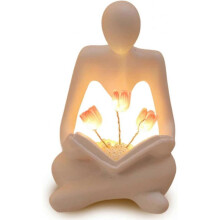 Reading Sculptures Tulip Lamp, Thinker Statue Figurine Battery Powered Night Light, Living Room Bookshelf Office Shelves Desk Decor, Aesthetic Gift