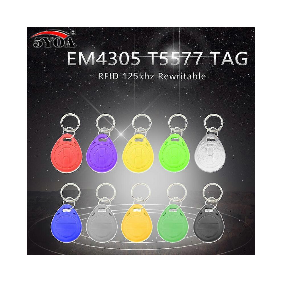 (As show, One size) 50pcs EM4305 T5577 Copy Rewritable Writable Rewrite Duplicate RFID Tag Can Copy EM4100 125khz card Proximity Token Keyfobs Ring