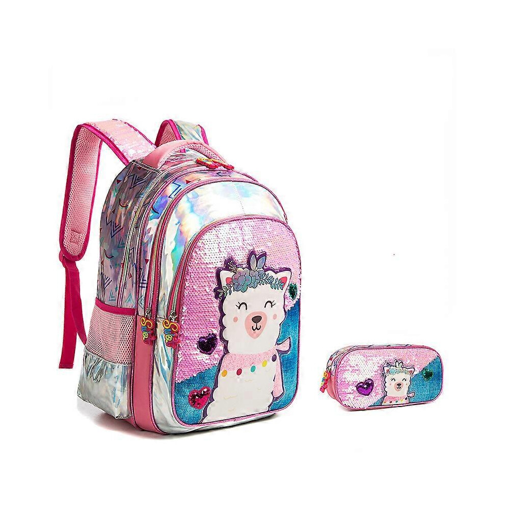 (Alpaca, One size) Unicorn Backpack for Girls Kawaii Primary School Bags Backpacks for School Teenagers Girls with Pencil Bag