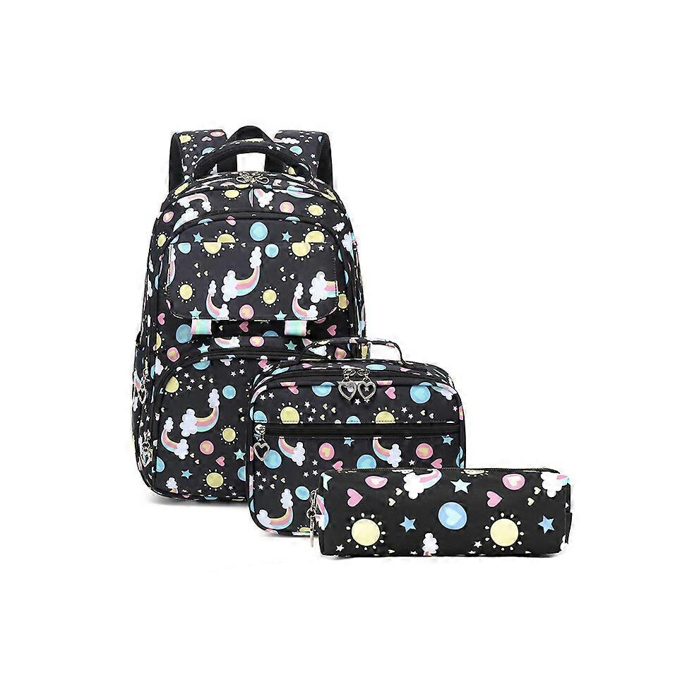 (Blue, One size) 3 Pcs/Set School Bag for Girls Children Backpack Schoolbags Teenage Lunchbox School Child With Pencil Case Kids 2023 Black