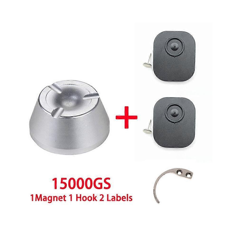 (As Show, One Size) 15000Gs Magnet+1 Hook + 2Tab Universal Magnetic Detacher Tag Remover Super Magnetic Eas Alarm Tag Detacher Magnet Unlocking Silver