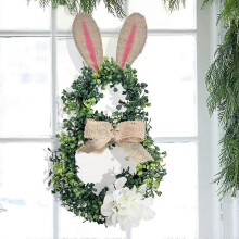 Easter Bunny Wreath, Easter Bunny Spring Wreath, Spring Door Wreath, Spring Wreaths for Front Door Decoration 45 x 25 cm