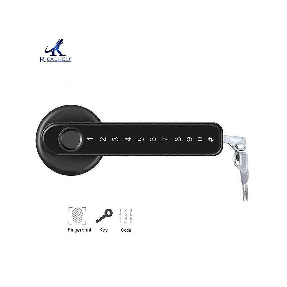 (Black Standard, One size) TTlock Tuya Smart Home Fingerprint Electronic Door Lock Password APP Bluetooth Mechanical Key Security Biometric Handle Lock