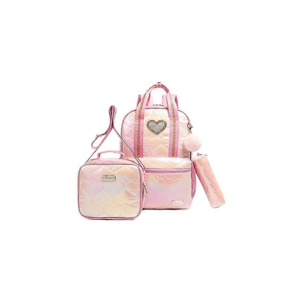 (, One Size) Kids School Backpack For Girls Lightweight Backpack With Lunch Bag And Pencil Case Kids 3 In1 Bookbag Set Primary School Bag Set Purple