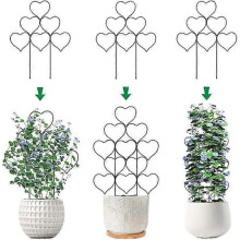 Garden Plant Trellis for Indoor Plants, Stackable Heavy Duty Metal Trellis Supports for Climbing Plants or Houseplants, 3 Pack, Black