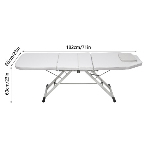 (White) Portable Folded Massage Table Beauty Salon Chair 1