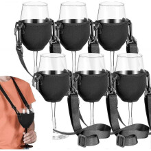 6Pcs Wine Glass Holders for Hanging, Portable Festival Wine Glass Holder, Fabric Wine Glass Holder for Neck Wine for Wine Festival, Wedding, Birthday,
