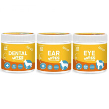Dog Eye Wipes - Dog Ear Wipes - Dog Dental Wipes - Hypoallergenic Face & Eye Wipes for Dogs and Cat - Pet Stain Remover Cleaner - Removes Discharge, C
