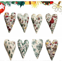 DIY Heart Embroidery Christmas Decoration, Christmas Embroidery Kit with Needles and Thread for Beginners, Hand Embroidery Xmas Tree Hanging Ornament