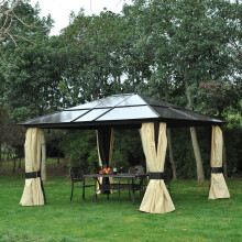 Outsunny 4 x 3.6m Hardtop Gazebo Canopy w/ Polycarbonate Roof & Aluminium Frame