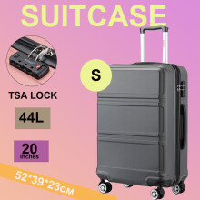 (Grey, 20) 6 Piece ABS Suitcase Set With Travel Bag Suitcase