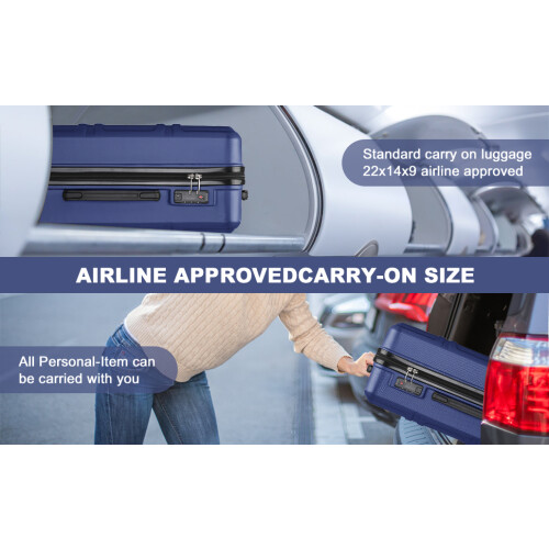 (Navy, 20) 6 Piece ABS Suitcase Set With Travel Bag Suitcase 2