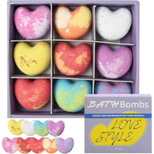 (B) 9 Pieces Love Bath Bombs Gift Set, Bath Bombs as Bath Additive, Bubble Bath, Gift Set for Birthday, Valentine's Day, Mother's Day Gift