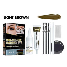 (Light Brown) Eyelash Tint Kit, Eyebrow Tint and Lamination Kit, Lash Lift, Professional 4 Weeks Long Lasting, Eyelash Dye with Complete Tools
