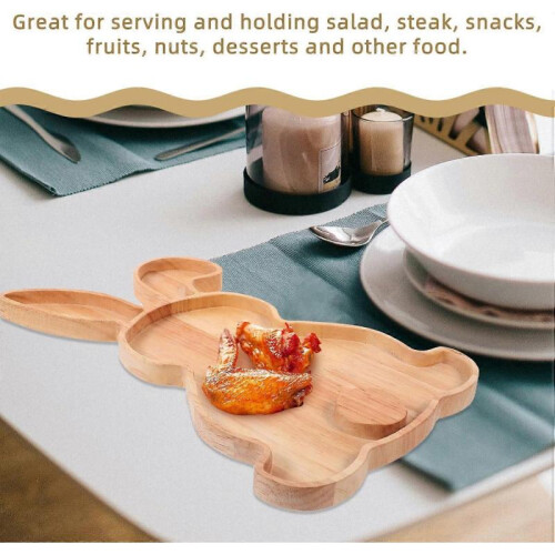 Rabbit Shape Charcuterie Board, Easter Bunny Cutting Board, Wooden Bread Cheese Serving Tray, Easter Snack Appetizer Platter 1